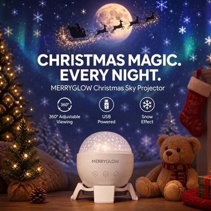 Christmas magic every night - MerryGlow projector in a festive kids room